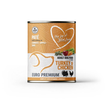 Paté Adulto Peru & Frango 400g - Ração para cães com frango e peru - Euro Premium