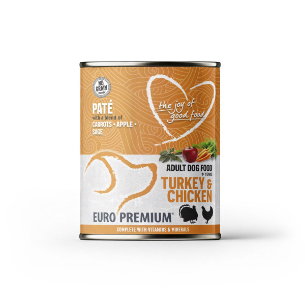 Paté Adulto Peru & Frango 400g - Ração para cães com frango e peru - Euro Premium