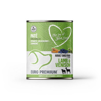 Paté Adulto Agnello & Cervo 400g - Pâté per cani con selvaggina e agnello - Euro Premium