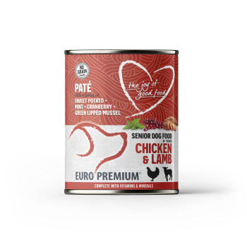 Paté Senior Pollo y Cordero 400g - Comida para perro senior con pollo y cordero - Euro Premium