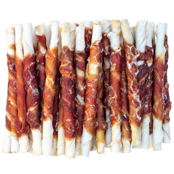 Twisted beef hide and duck sticks - 40 pieces