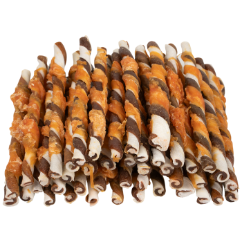 Twisted beef hide sticks with beef and chicken - 40 pieces