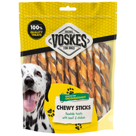 Barras torcidas de piel de res con carne de res y pollo - 40 piezas Barras torcidas de piel de res con carne de res y pollo - 40 piezas
