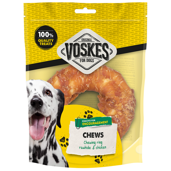 Beef and chicken rawhide chew ring - 12.5 cm