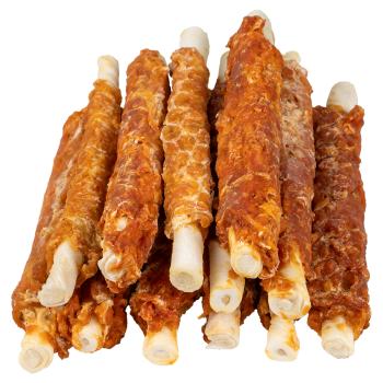 Barras trenzadas de piel de res con carne de res y pollo 17 cm - 12 piezas