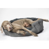 Bequemes ovales graues Bett - Josi - 65 x 57 x 22 cm