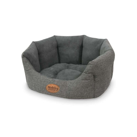 Bequemes ovales graues Bett - Josi - 65 x 57 x 22 cm
