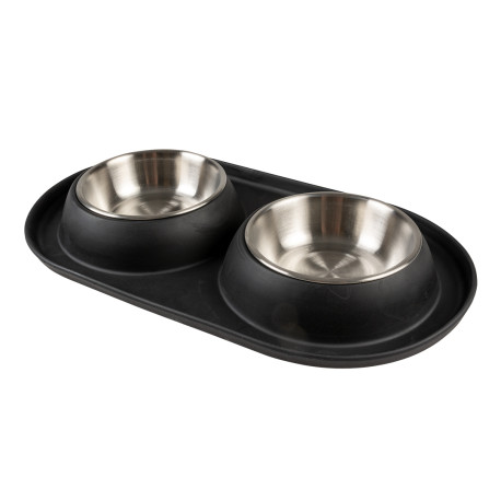 Dinner set anti-spill black rubber - 2x420ml - Ø14,3cm Dinner set anti-spill black rubber - 2x420ml - Ø14,3cm